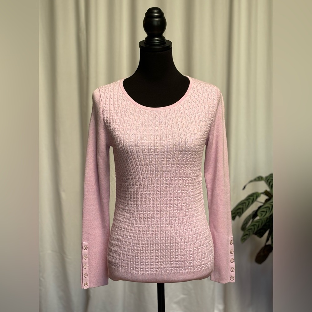 Talbot Pink Long Sleeve Knitted Sweater. Size small with pink buttons.